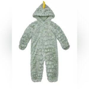 Koala Baby 1-Piece Pram Suit Plush Hooded Fleece Jumper Green DINOSAUR, 18-24M